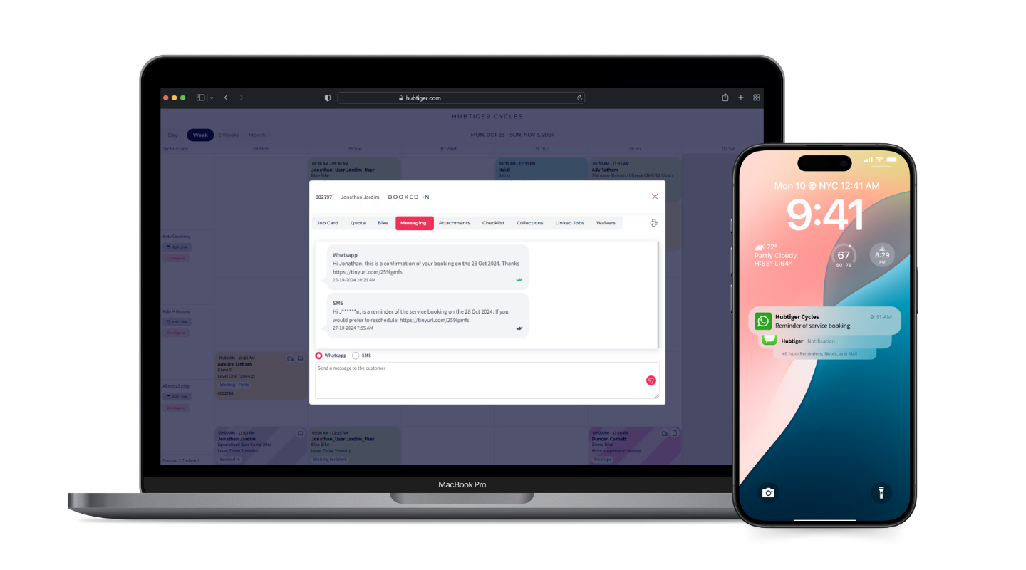 screenshot of Hubtiger Service and Repair Software